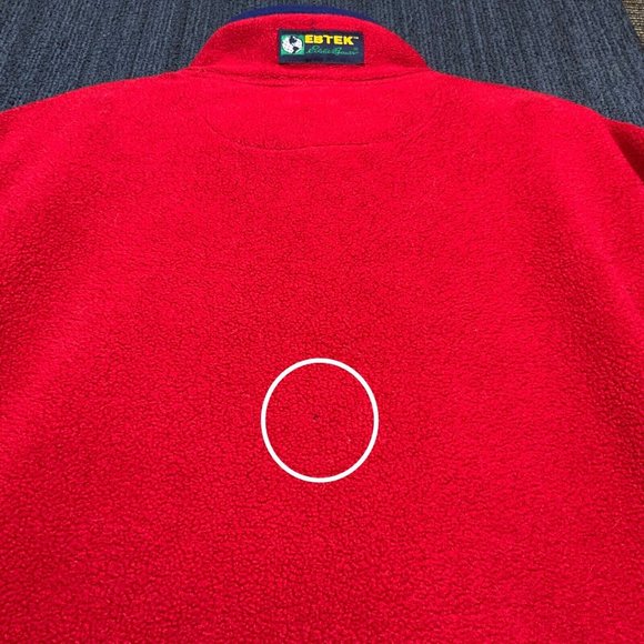 Eddie Bauer EBTEK Fleece Jacket Mens Large Red Full Zip Polartec Vintage 90s Blu - Picture 12 of 14